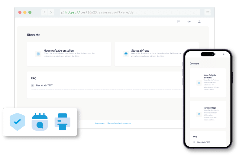 Self-Service-Bereich von easyRMA