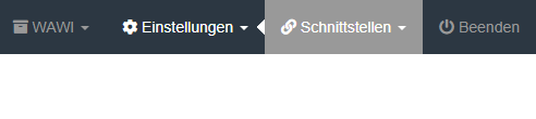 Schnittstellen-Menü im Backend