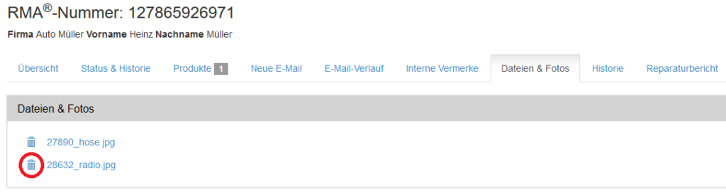 Hochgeladene Dateien entfernen
