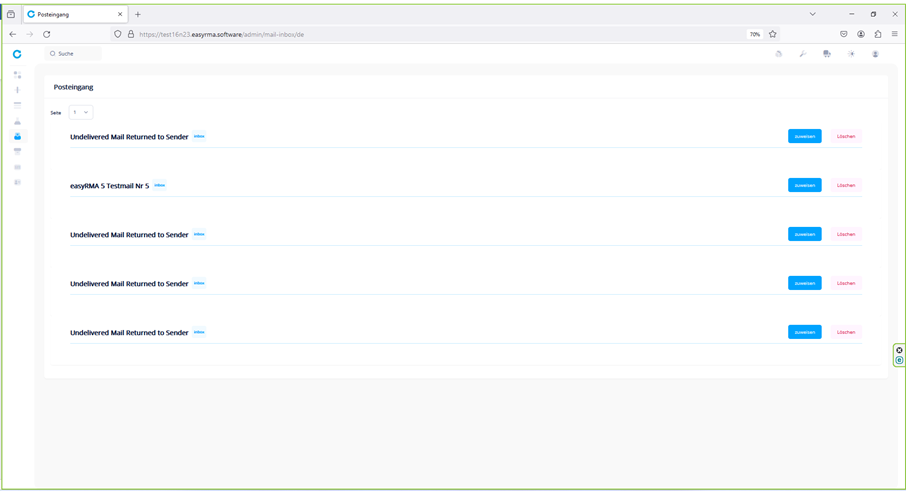 E-Mail-Posteingang in easyRMA 5