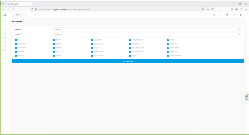 CSV-Export mit Zeitraum- und Feldauswahl