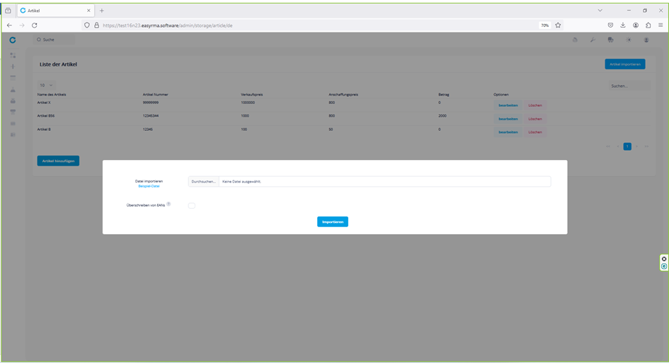 Artikel-Import per CSV